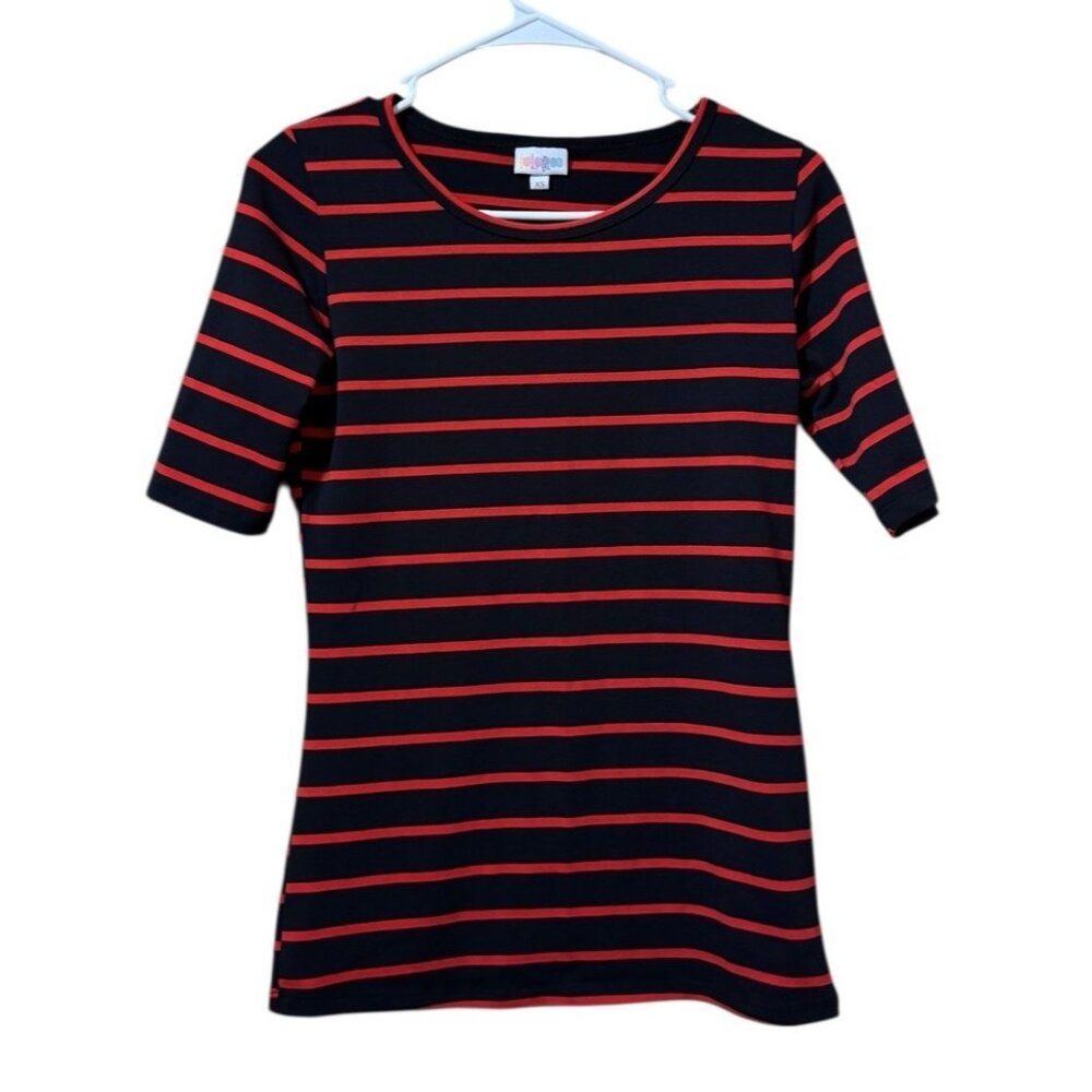 LulaRoe Women Short Sleeve T Shirt Size XS Striped Stretch Comfort Loungewear